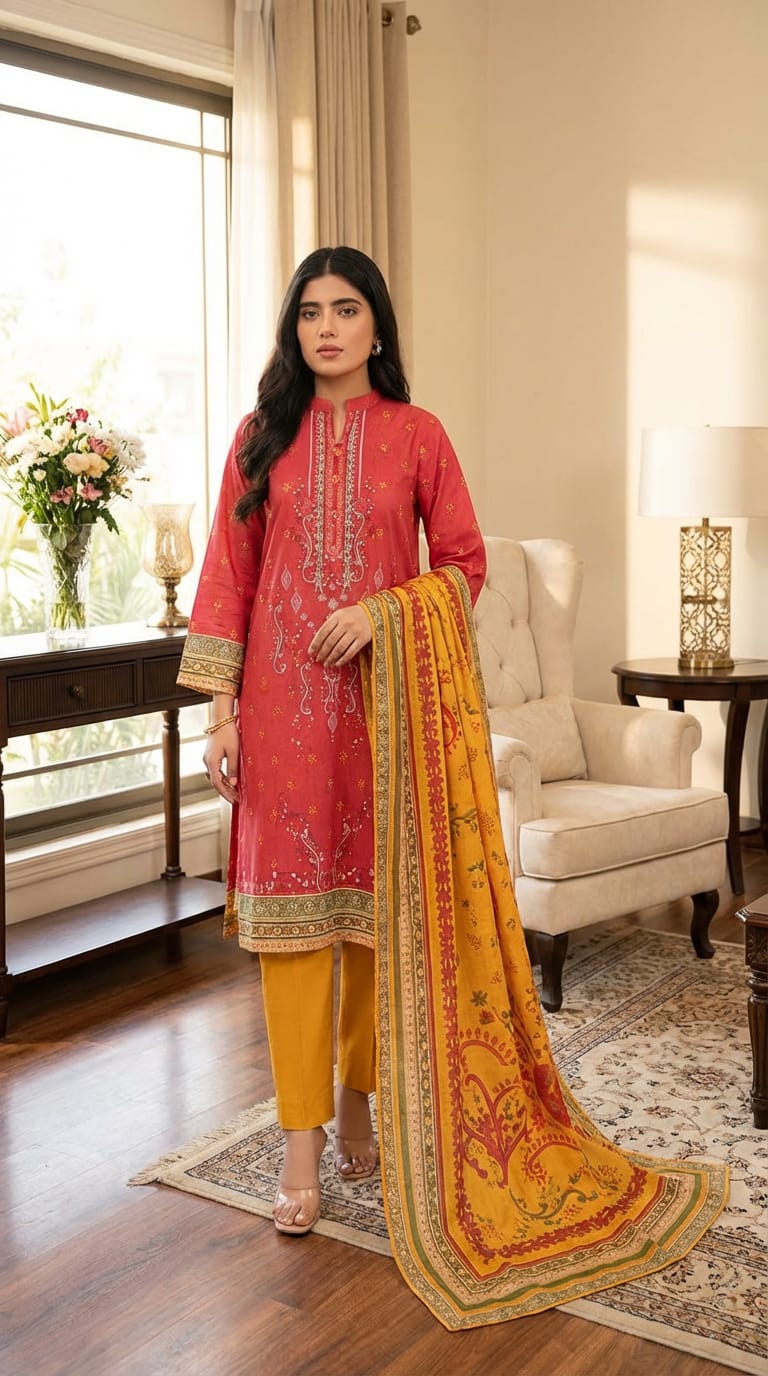 Limelight brand Ladies 3 Piece Lawn Suit – Unstitched – Summer Collection