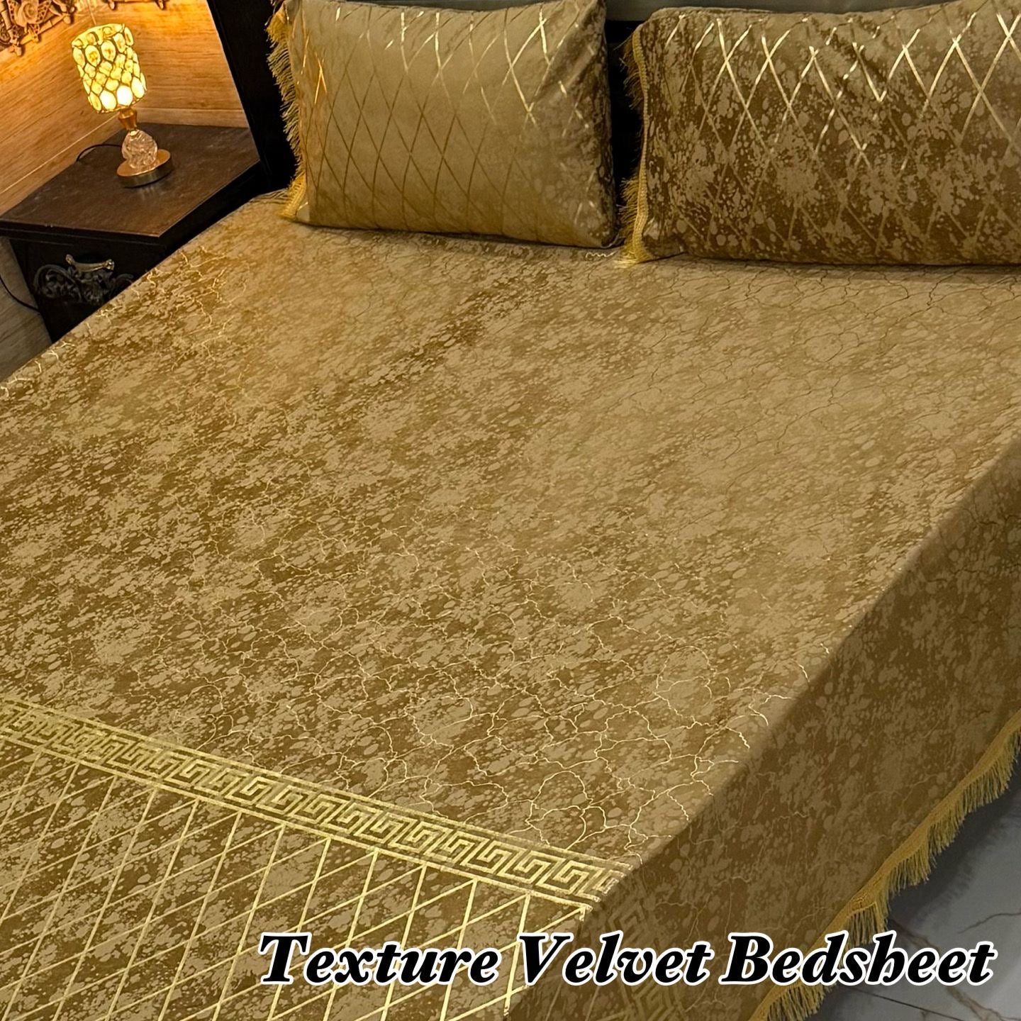 Luxury Texture Velvet Bedsheet – 3 Piece Soft & Premium Bedding Set