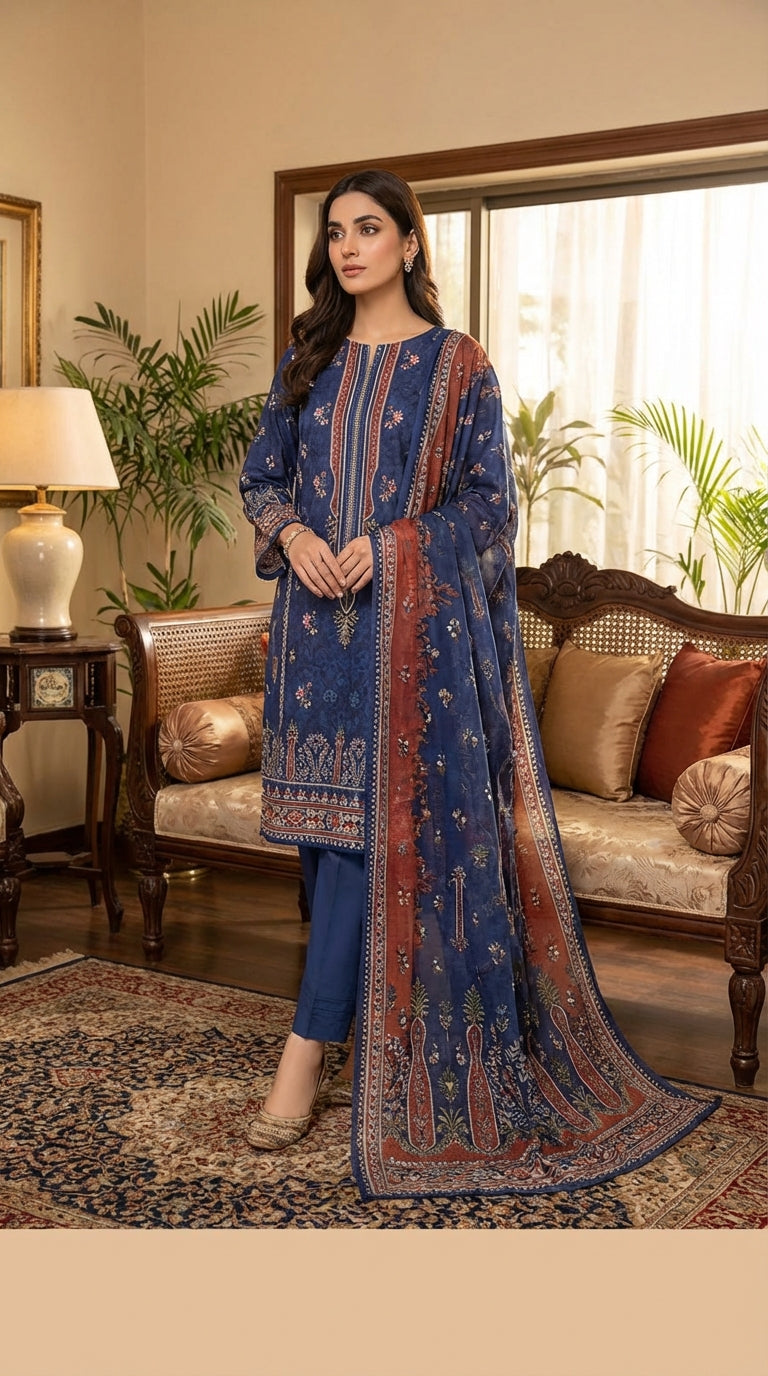 Bareeze brand Ladies 3 Piece Lawn Suit – Unstitched – Summer Collection