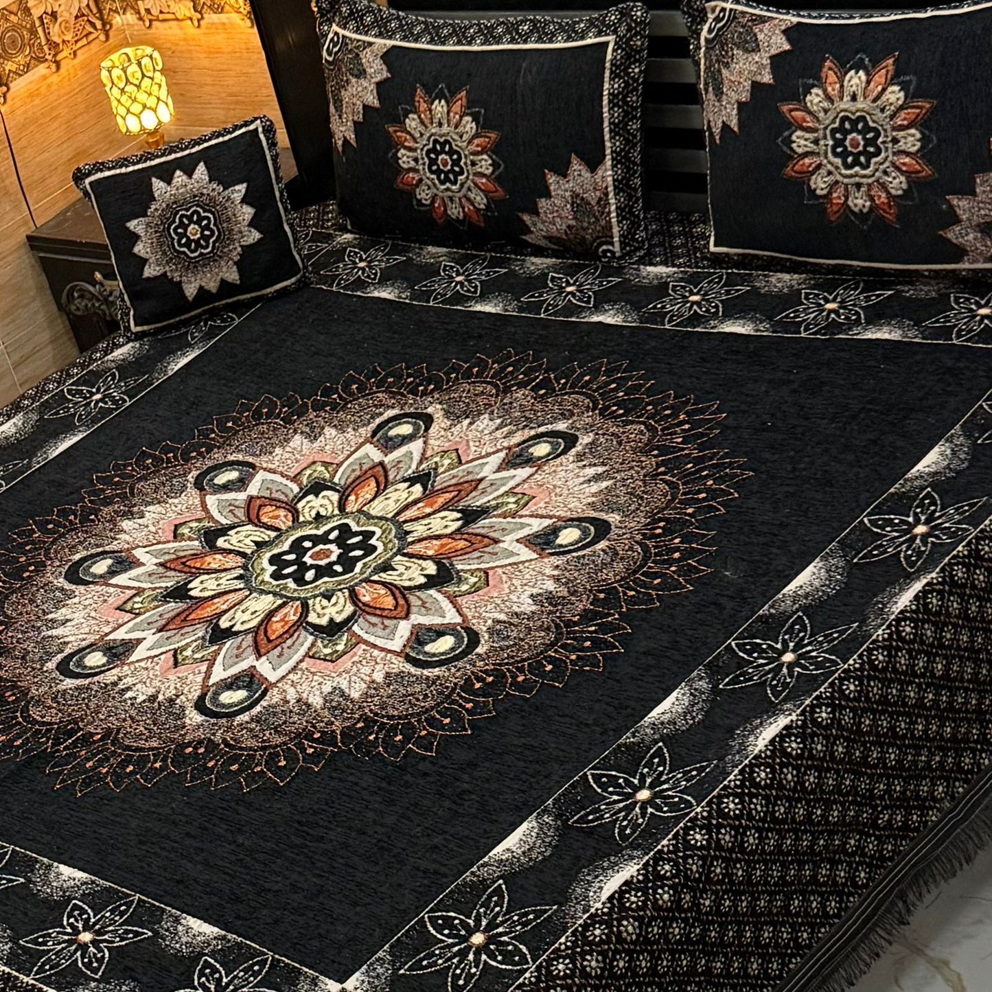 4 pc velvet jacquard bedsheet