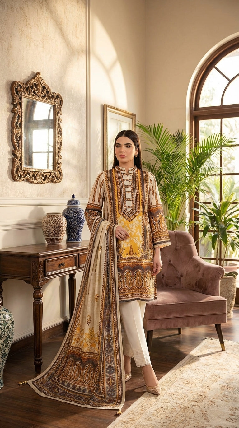 Sana safinaz brand Ladies 3 Piece Lawn Suit – Unstitched – Summer Collection