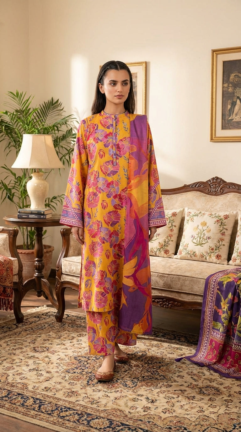 Gul Ahmed brand Ladies 3 Piece Lawn Suit – Unstitched – Summer Collection