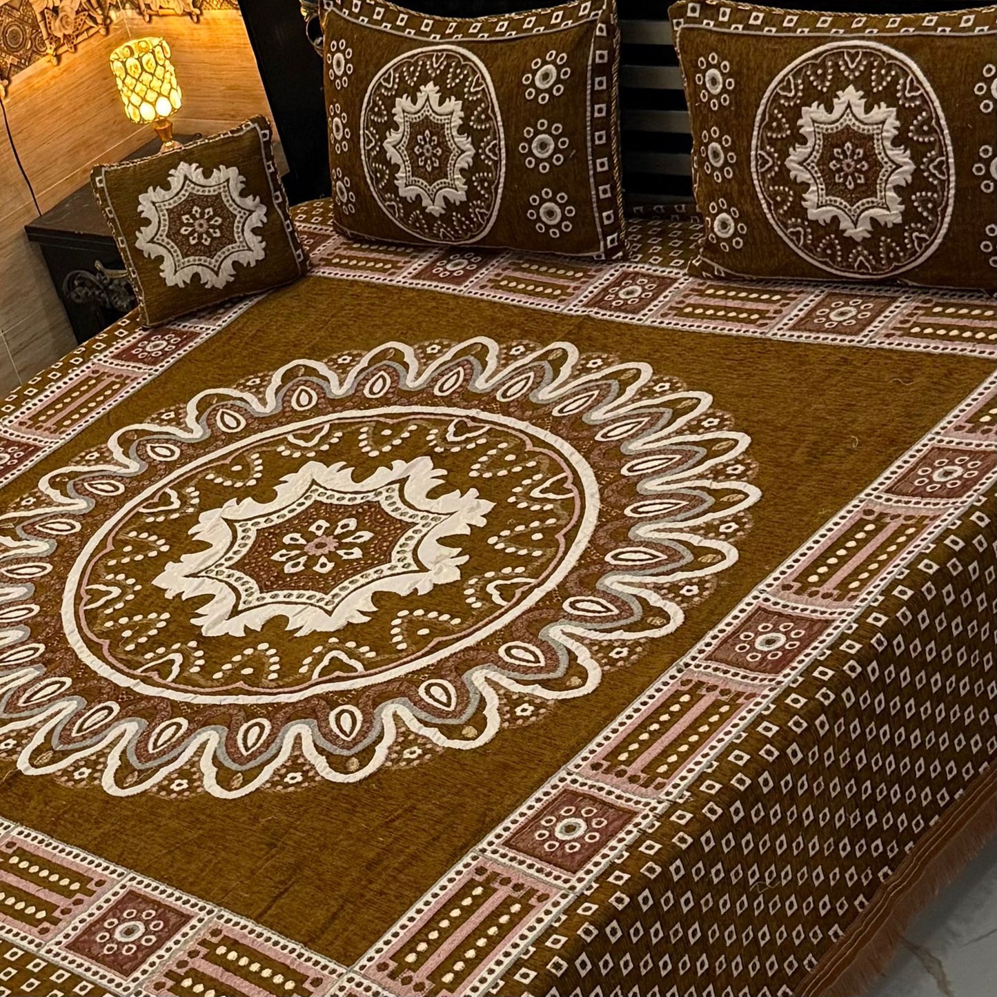 4 pc velvet jacquard bedsheet