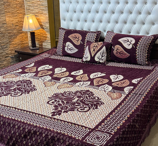 4 pc velvet jacquard bedsheet