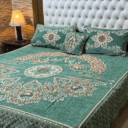 4 pc velvet jacquard bedsheet