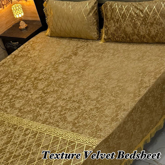 Luxury Texture Velvet Bedsheet – 3 Piece Soft & Premium Bedding Set
