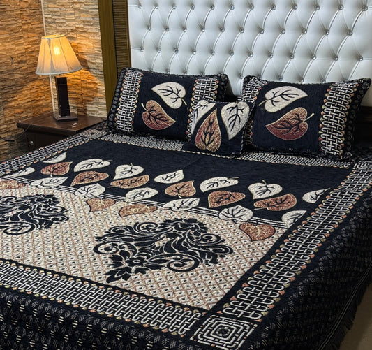 4 pc velvet jacquard bedsheet