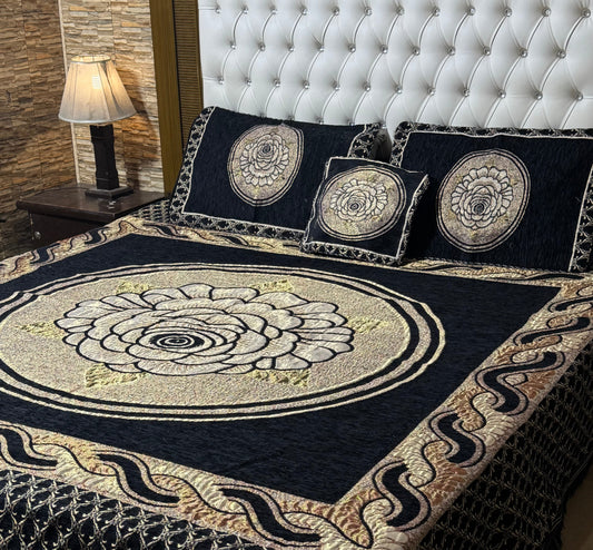 4 pc velvet jacquard bedsheet