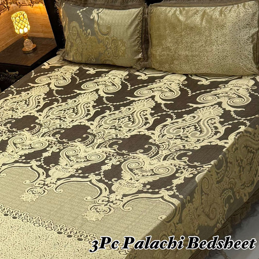 Luxury 3 PC Plachi Bedsheet Set | Smooth Fabric & Stylish Design