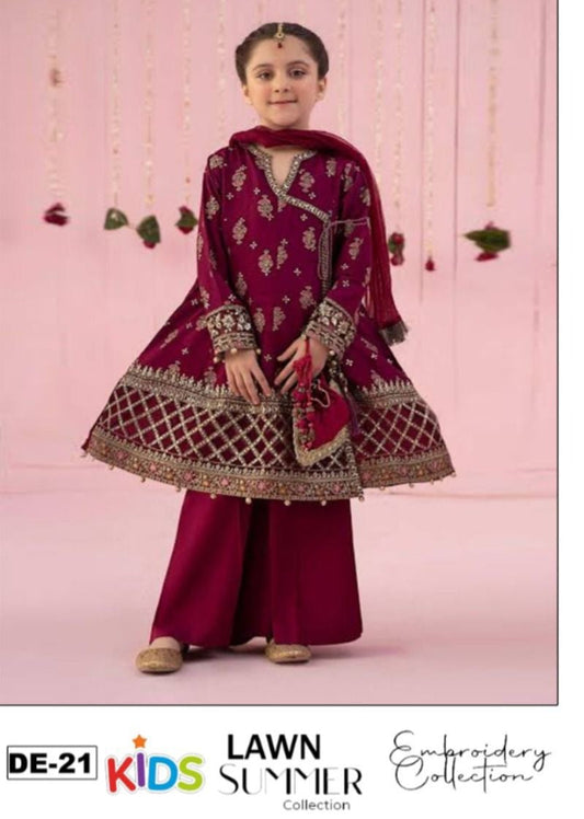 ) Girls Embroidered Summer Suit | Lightweight & Comfortable | Age 4–12 Years