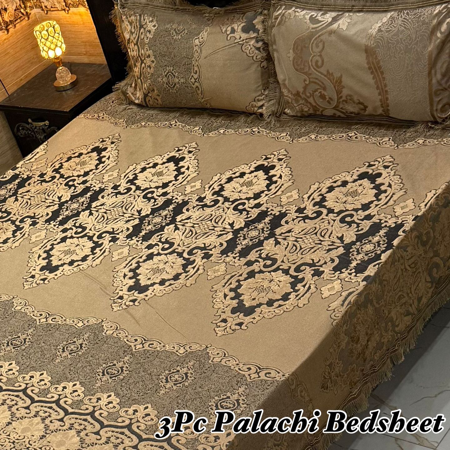 Luxury 3 PC Plachi Bedsheet Set | Smooth Fabric & Stylish Design