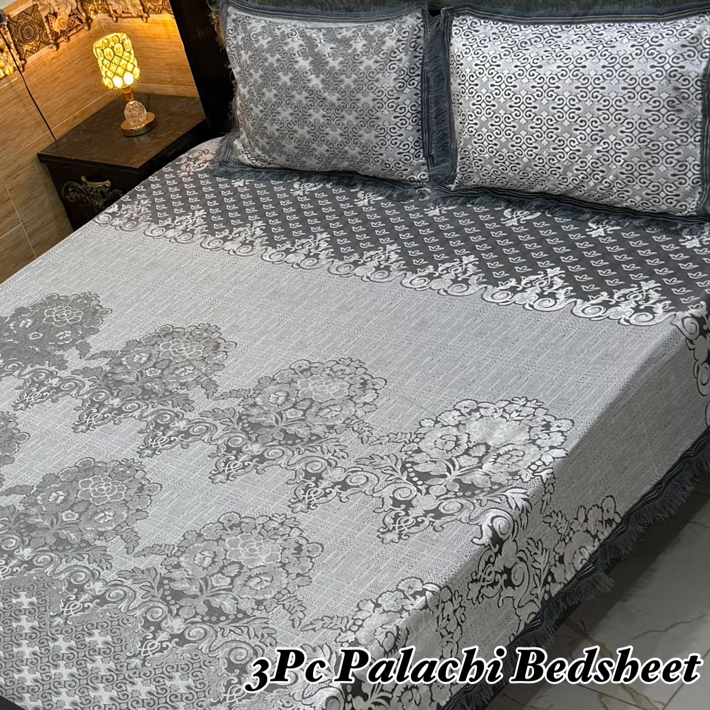 Luxury 3 PC Plachi Bedsheet Set | Smooth Fabric & Stylish Design