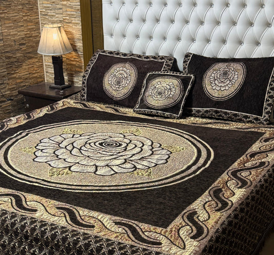 4 pc velvet jacquard bedsheet