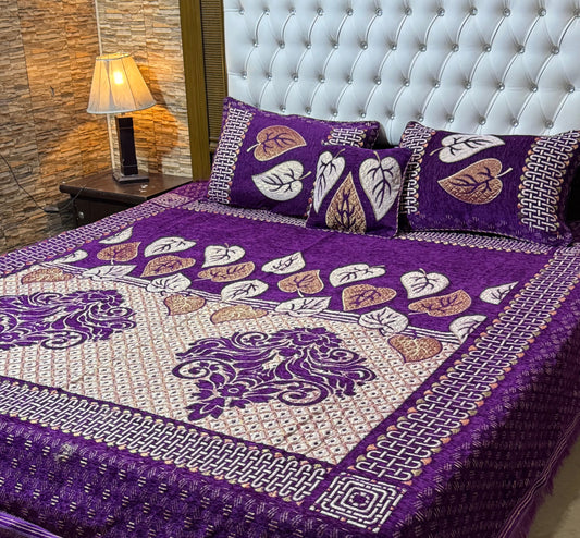 4 pc velvet jacquard bedsheet