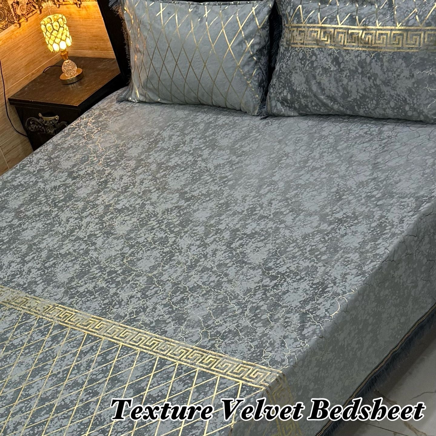 Luxury Texture Velvet Bedsheet – 3 Piece Soft & Premium Bedding Set