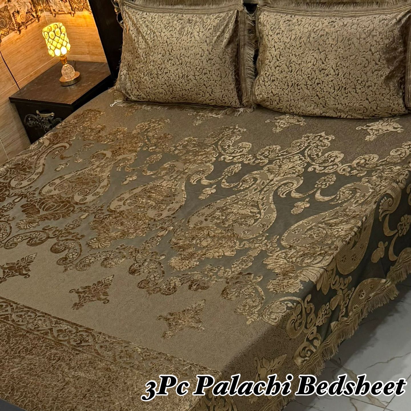 Luxury 3 PC Plachi Bedsheet Set | Smooth Fabric & Stylish Design