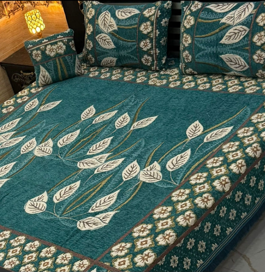 4 pc velvet jacquard bedsheet