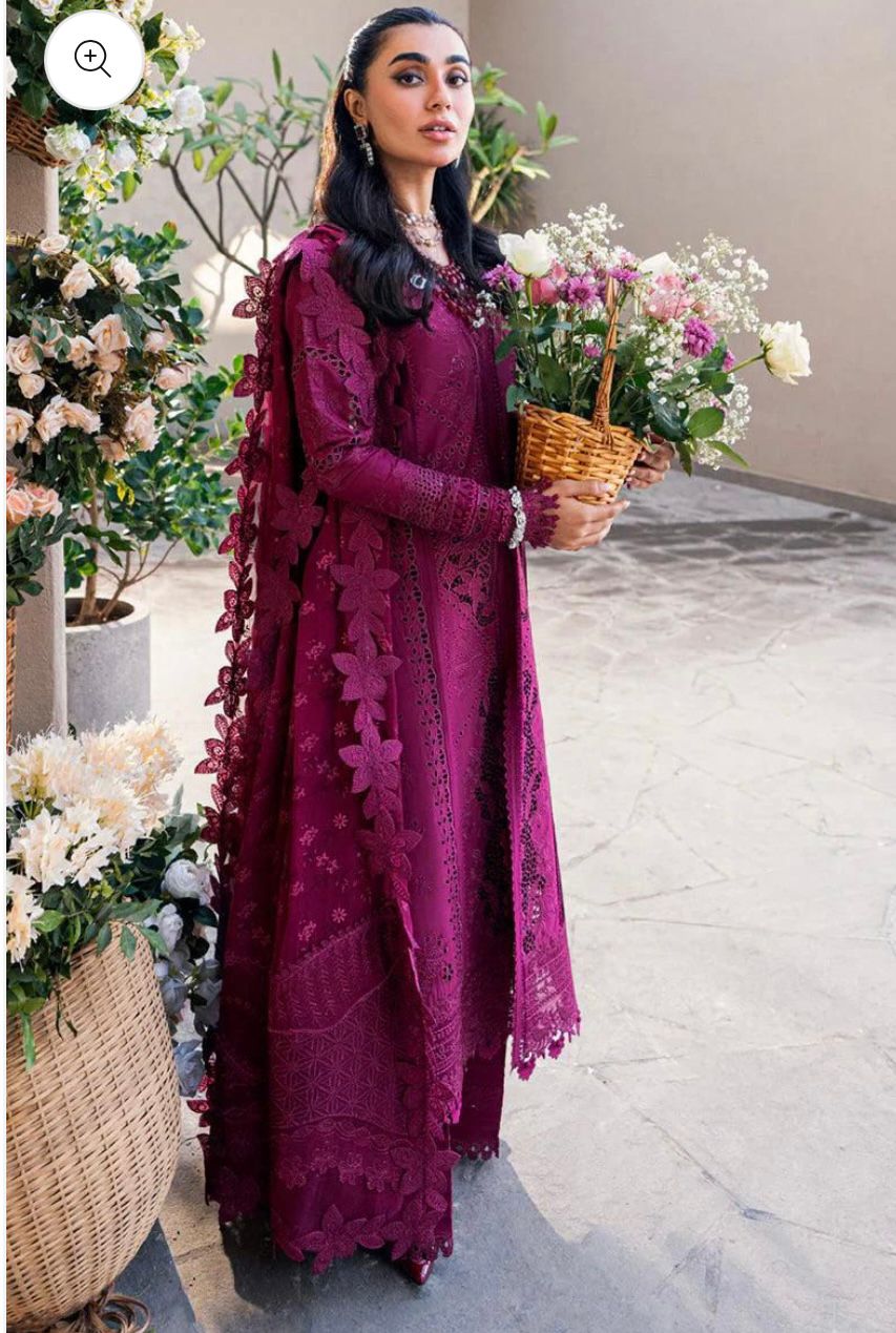 QALAMQAR EMBROIDED LAWN 3 PC WITH BAMBER CHIFFON EMBROIDED DUPATTA BIC_1095