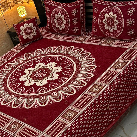 4 pc velvet jacquard bedsheet