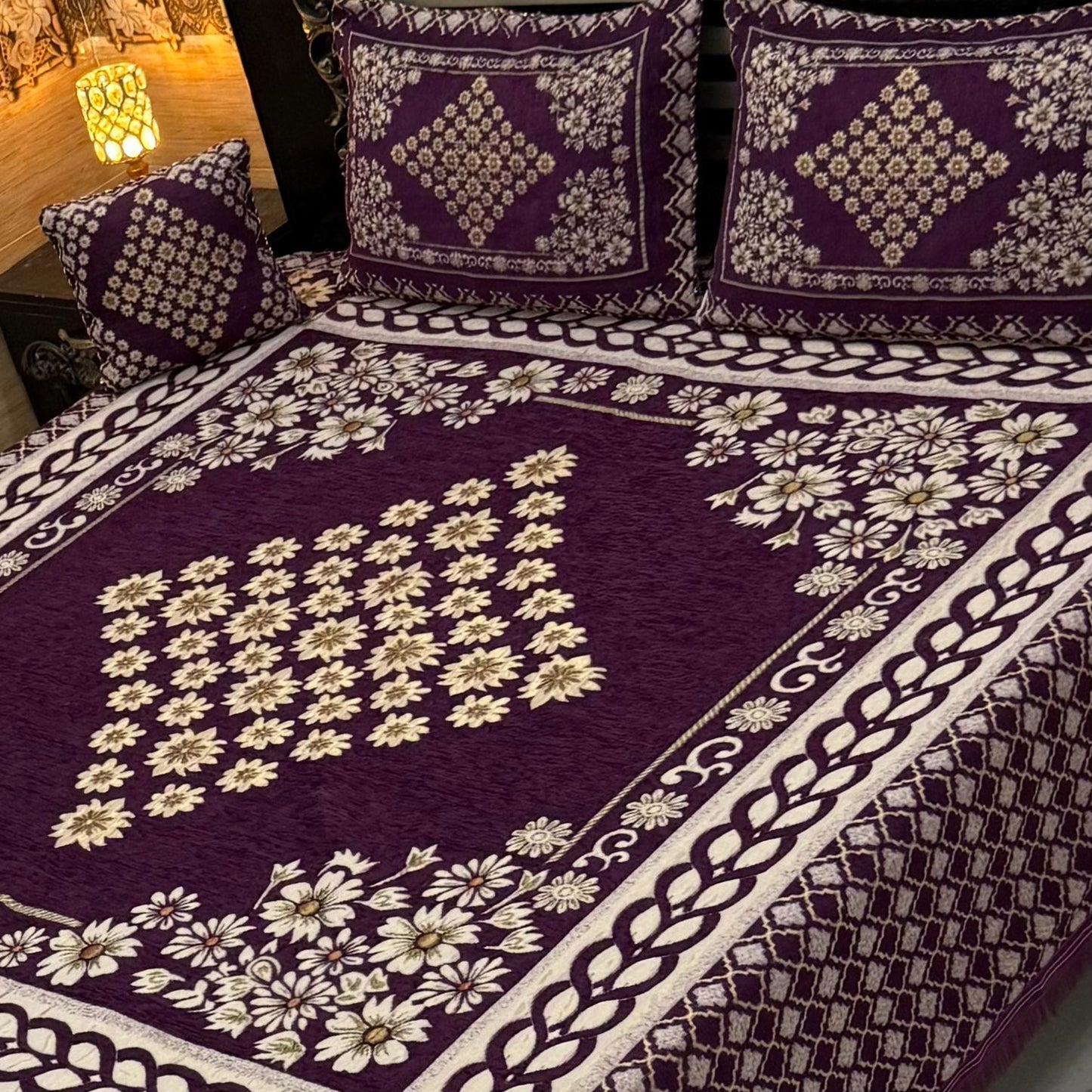 4 pc velvet jacquard bedsheet