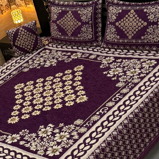 4 pc velvet jacquard bedsheet
