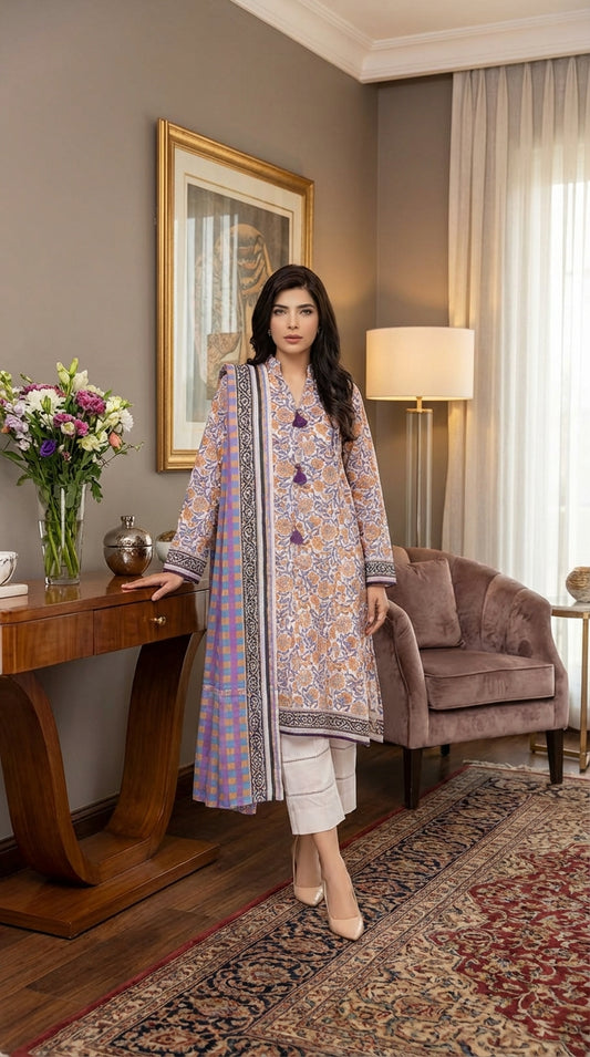 Regalia Ladies 3 Piece Lawn Suit – Unstitched – Summer Collection