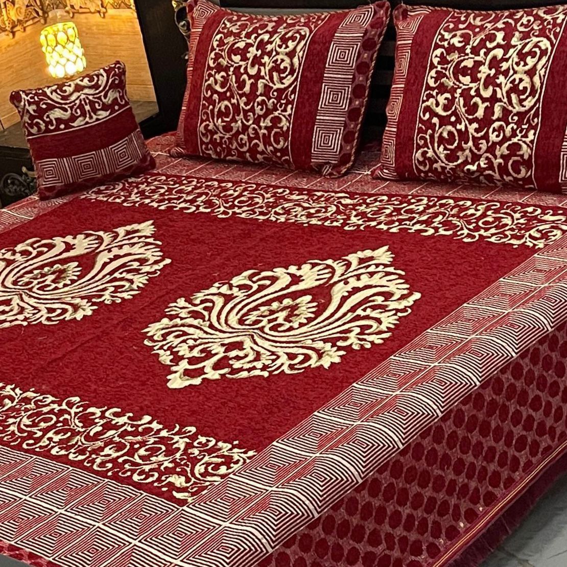 4 pc velvet jacquard bedsheet
