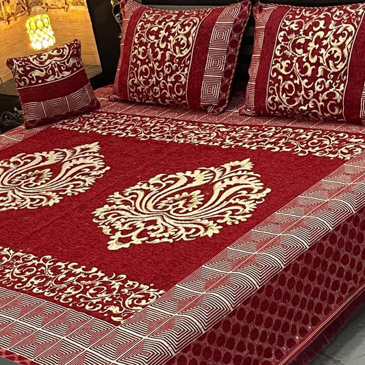 4 pc velvet jacquard bedsheet