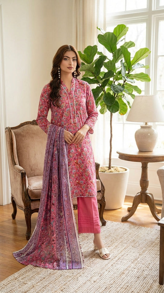 Regalia Ladies 3 Piece Lawn Suit – Unstitched – Summer Collection