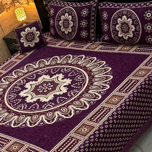 4 pc velvet jacquard bedsheet