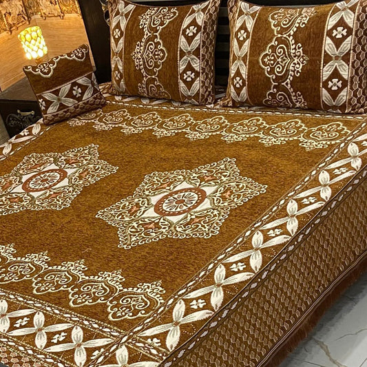 4 pc velvet jacquard bedsheet