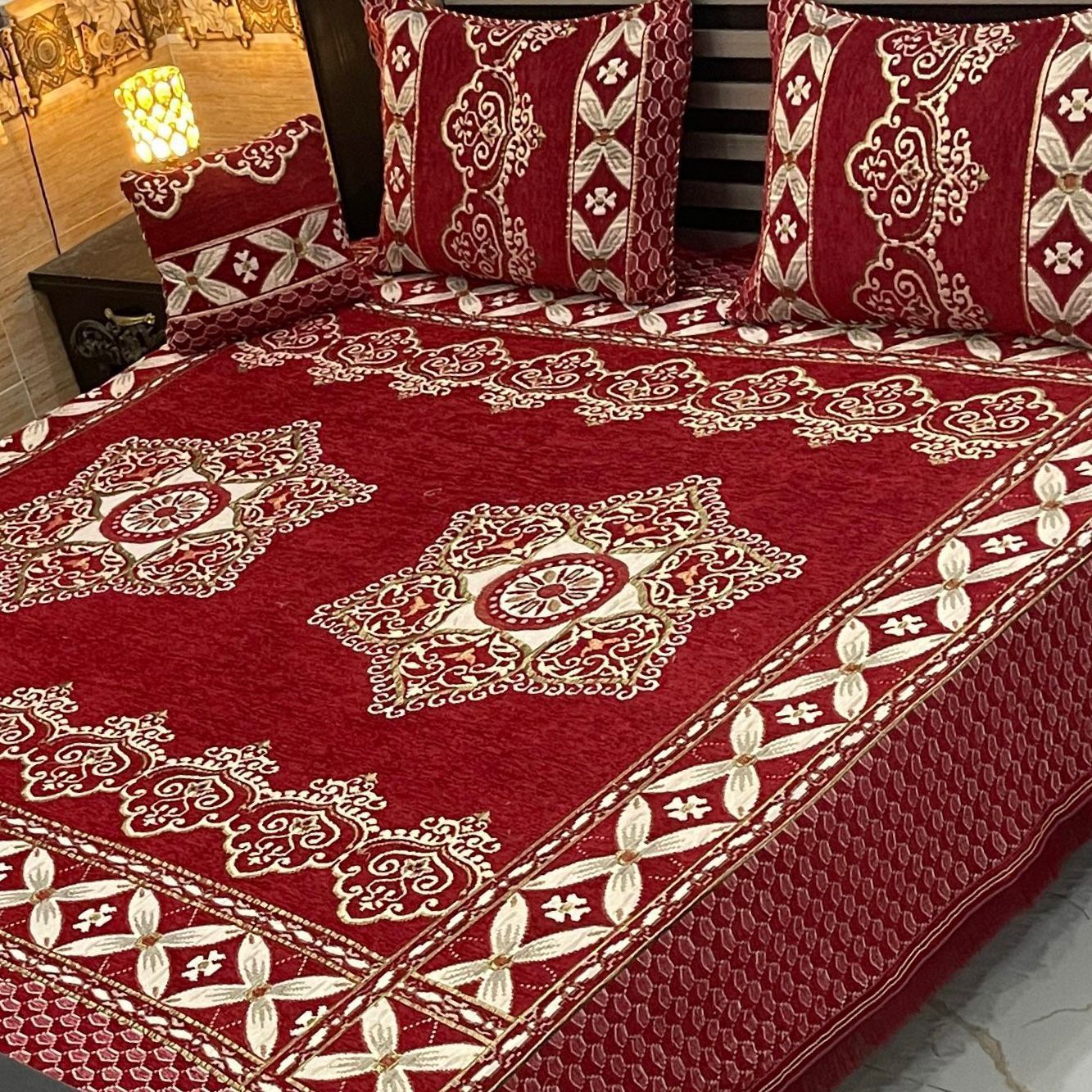 4 pc velvet jacquard bedsheet