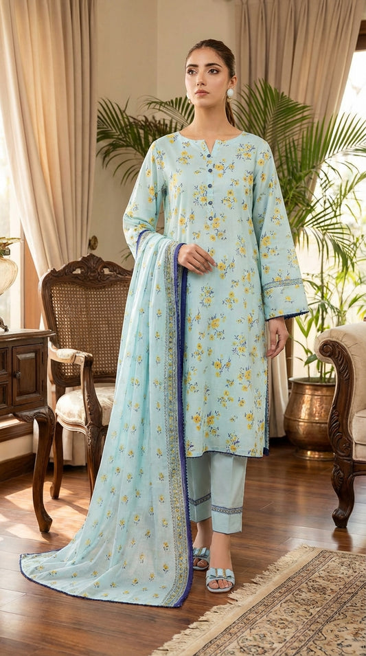 Regalia Ladies 3 Piece Lawn Suit – Unstitched – Summer Collection