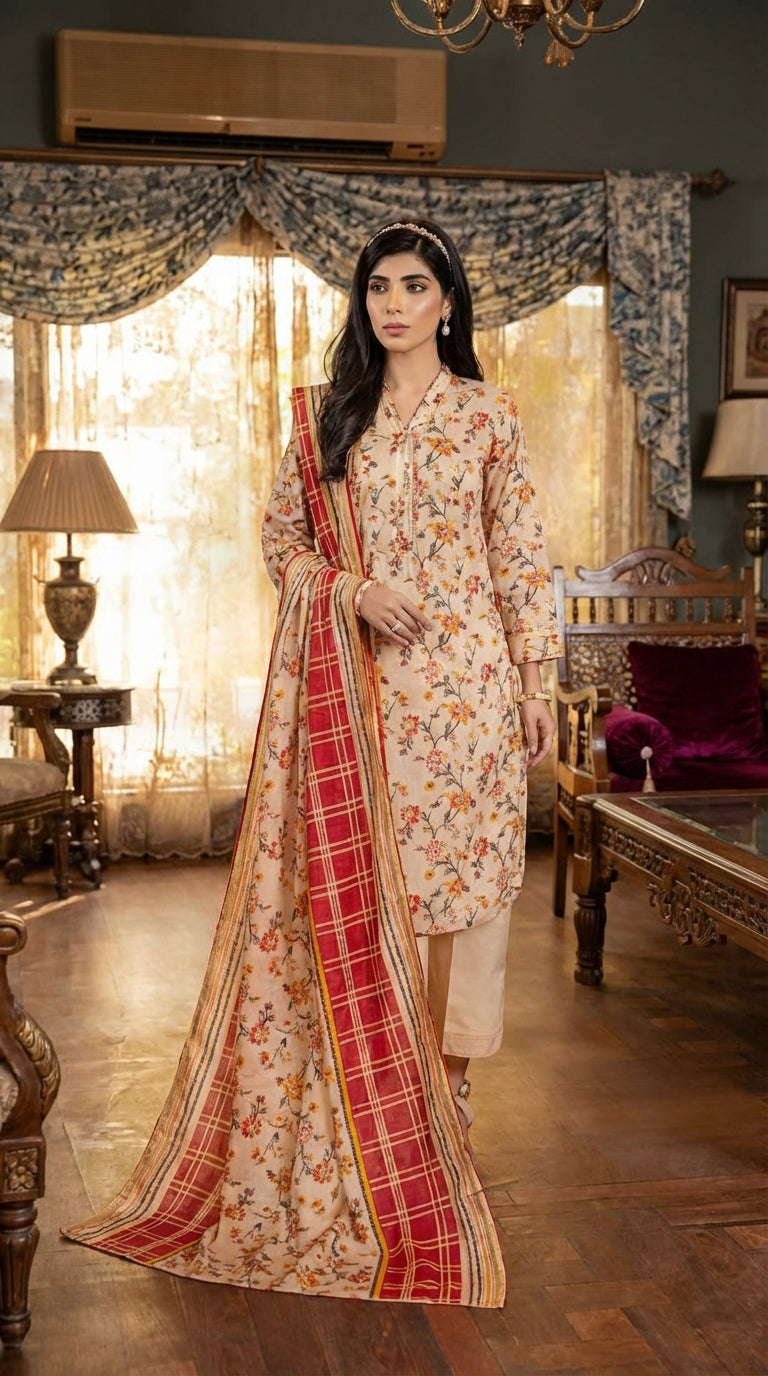Regalia Ladies 3 Piece Lawn Suit – Unstitched – Summer Collection