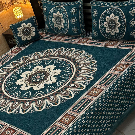 4 pc velvet jacquard bedsheet