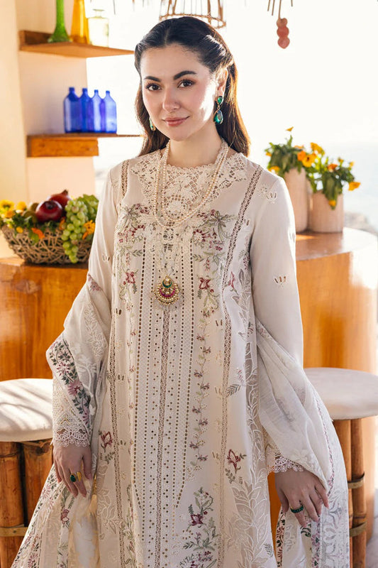 Chikenkari Qalamkar Embroidered lawn Three Piece QL-1023