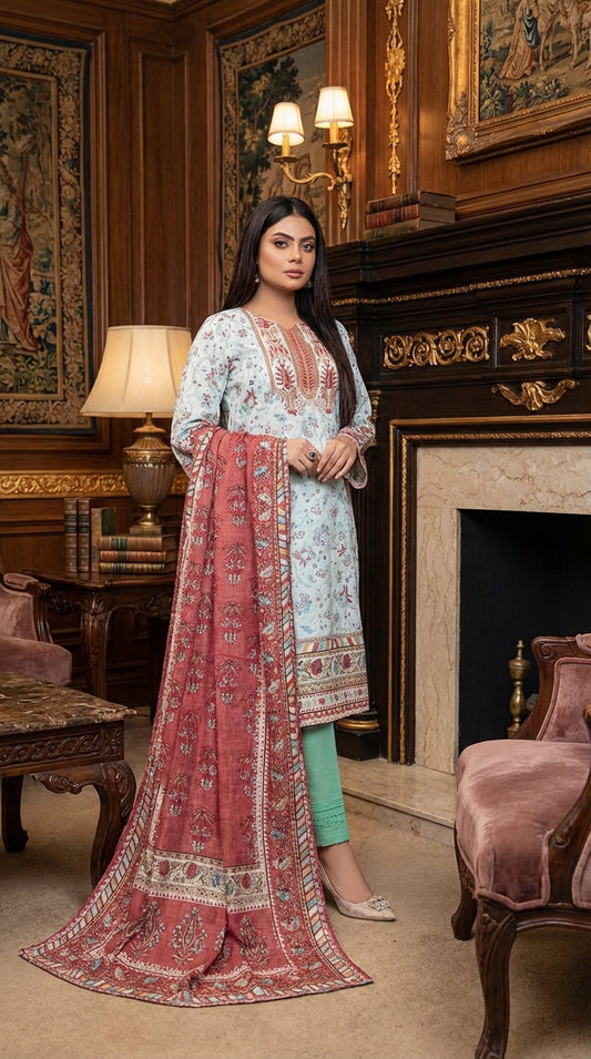 Sana safina  brand  Ladies 3 Piece Lawn Suit – Unstitched – Summer Collection